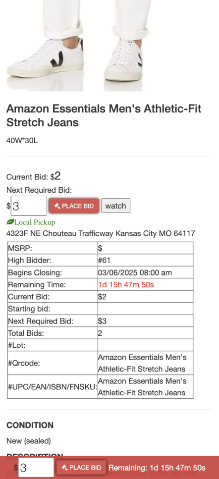 A screenshot of a bid Description automatically generated